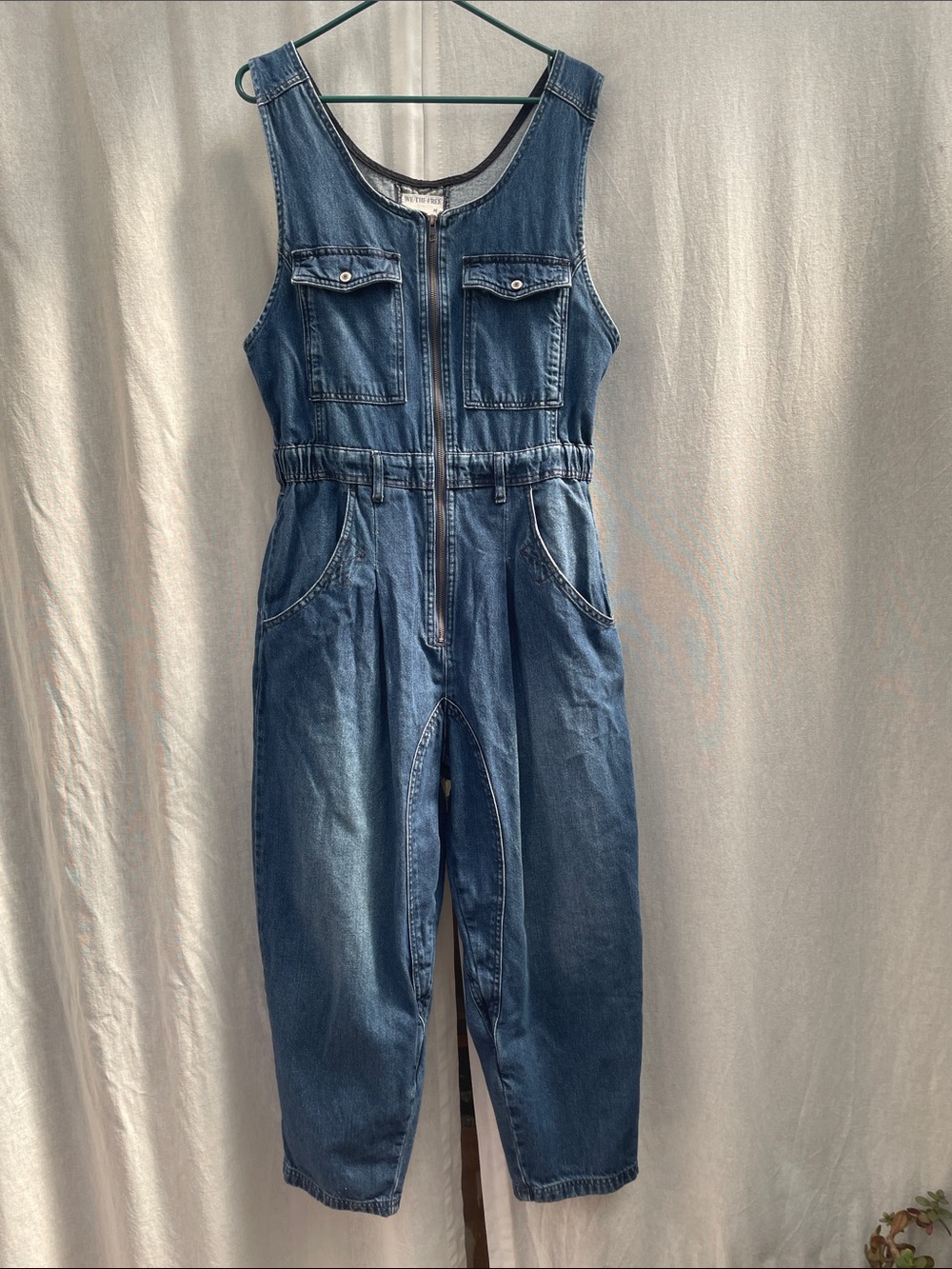 WE THE FREE Womens' Denim Zip Front One-Piece Jumpsuit - Blue